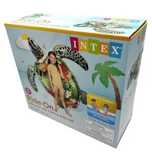 Intex Ride-On Realistic Sea Turtle Multicolored Vinyl Inflatable Pool Float NEW